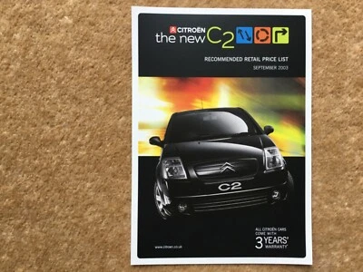 £1.99 • Buy Citroen C2 A-5-size Double-sided Flyer ~ September 2003