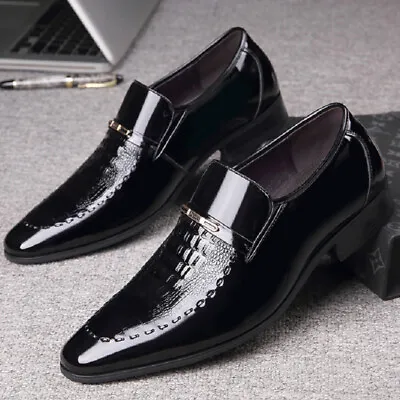 Men Slip On Leather Flat Formal Pointed Toe Business Oxfords Dress Fashion Shoes • £34.70