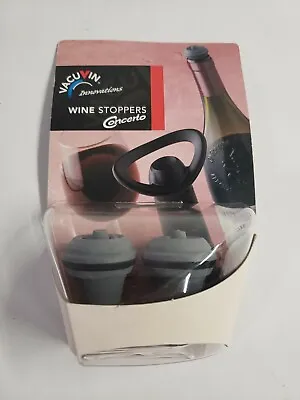 $15.64 • Buy Vacu Vin Wine Saver Vacuum Stoppers Set Of 2 – Grey