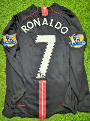Ronaldo Manchester United Jersey 2008 Black Long Sleeve Retro Away Jersey • $74.99