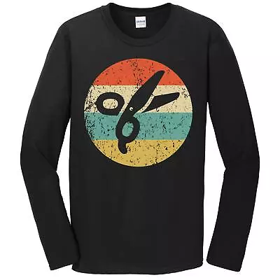 Barber Hairdresser Gift - Vintage Retro Scissors Long Sleeve T-Shirt • $27.19