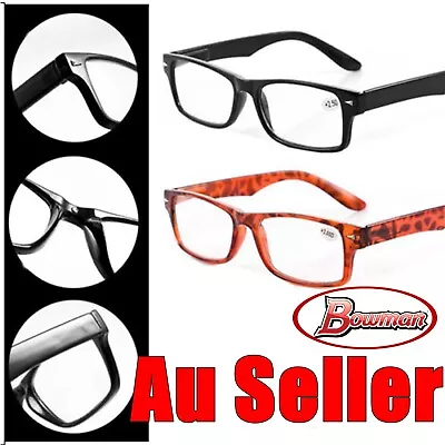 Mens Womens Wayfarer Frame Magnifying Reading Glasses Nerd Spectacle +1.0~+4.0 • $4.95