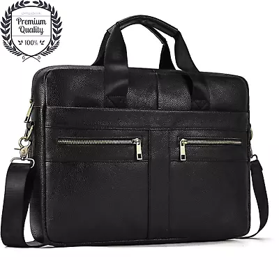 GENUINE LEATHER Mens Bag Business Briefcase Casual Male Fashion Laptop Suitcase • $116.93