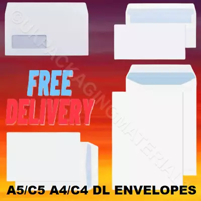 £3.25 • Buy WHITE ENVELOPES CHEAP Strong Postal  Plain & Window Self Seal 
