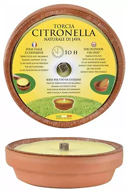 Citronella Candle Fly Deterrent Large Terracotta Pot Garden Outdoor 10 Hour Burn • £5.75