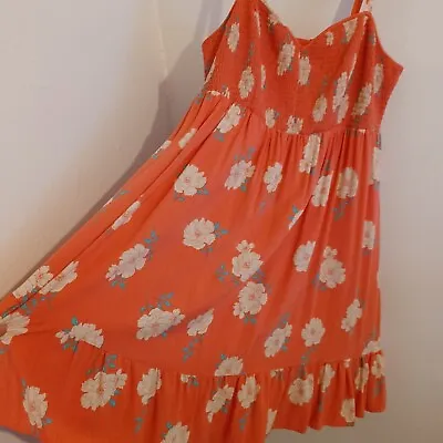 $19.99 • Buy Torrid Womens Dress Size 2 2X Coral Floral Challis Skater Shirred Hem Flaw