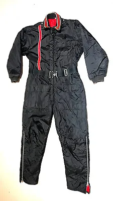 Vintage Mens Black Snowmobile Ski SuitRetro Red Stripe Western Field? Medium • $64