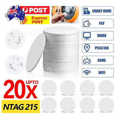 20x NTAG215 NFC Pvc Coin Card Tag For TagMo Forum Switch Type2 Tags Chip Amiibo • $3.95