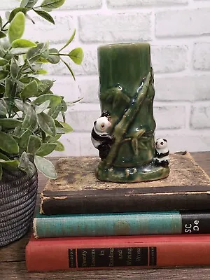 Vintage Majolica Panda Bear Bamboo Vase Porcelain • $30