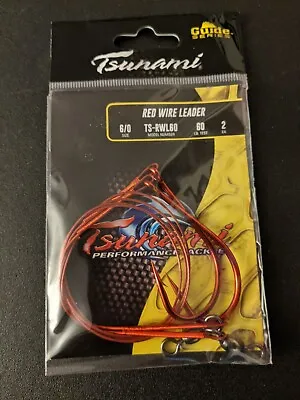 $4.99 • Buy Tsunami Guide Series Red Wire Leader Size 6/0 Fishing Hooks