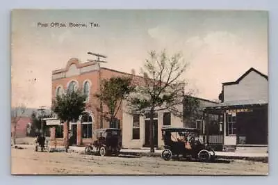 Post Office BOERNE Texas ~ Antique Hand Colored Postcard Kendall County 1910 • £38.56