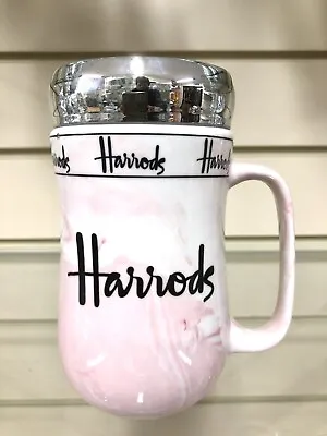 £11.99 • Buy Harrods Travel Mug Lid Pink Marble Coffee Tea Hot Cold Drinks Ideal Gift