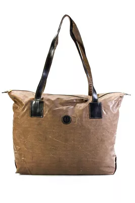 Fendi Womens Brown Vintage Zip Large Canvas Tote Shoulder Bag Handbag • $150.01