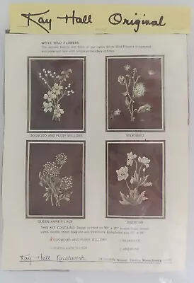 Vtg Kay Hall Original Needlework Embroidery Kit  Dogwood & Pussy Willows Flowers • $16