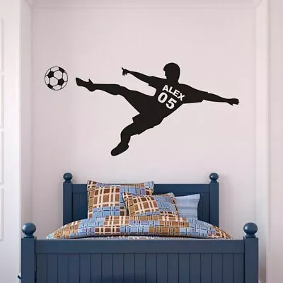 Custom Boy Name Wall Stickers Football Soccer Palyers Decoration Teens Room • $6.59