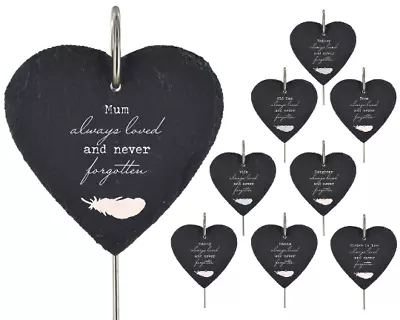 Grave Marker Stick Feather Heart Slate Ornament Plaque Stake UV Print Any Name • £12.99