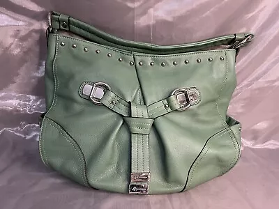 B. MAKOWSKY  Large Green Leather Shoulder Tote  Handbag Purse • $40