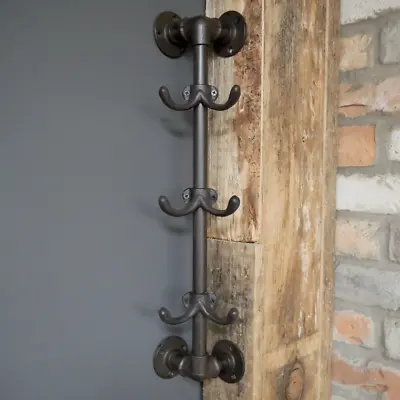 Industrial Pipe Wall Corner Shelf Coat Hanger Towel Rack Cast Iron Storage Hook • £23.99