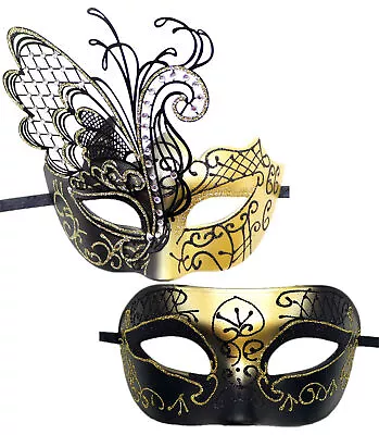 Couples Masquerade Mask For His & Hers Set Venetian Party Halloween Costume 2pcs • $16.99