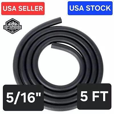 GOP 5/16 Inch 8mm Fuel Hose Line Push Lock NBR Nitrile SAE 30R7 5FT 300PSI Black • $7.95