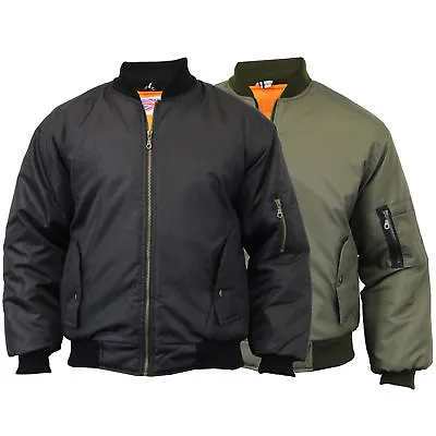 Mens Bomber Jacket Ma1 Army Pilot Biker Military Security Padded Harrington Coat • £23.99