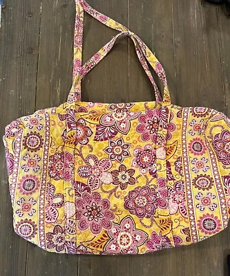 Vera Bradley X-Large Duffel Bag In Bali Gold Quilted Floral Yellow Pink • $32