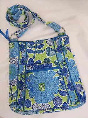 Vera Bradley Crossbody Daisy Doodle Blue Lime Green Floral Print Retired Pattern • $28.88