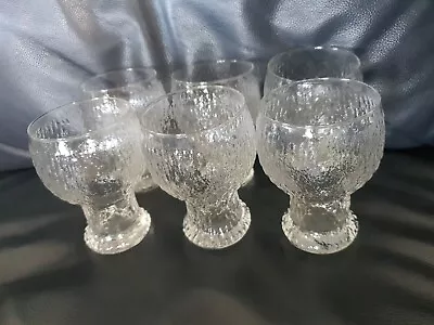 6 Vintage Scandinavian Style Bark Glasses 10.5cm FESTIVE Crown Corning Beer Bar  • $42.50