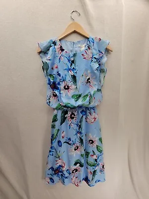 NWT H&M Maternity Floral Blue Sleeveless Ruffle Tie Dress Size-S • $17.95