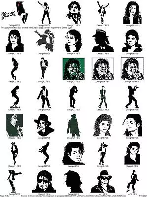 50 Michael Jackson Silhouettes Embroidery Machine Designs Pes Hus Jef Dst On Usb • $14.95