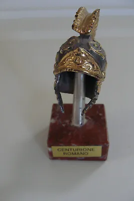 Miniature Romano Centurione Roman Centurion Helmet 1.75  Metal On Marble Stand  • $135.92