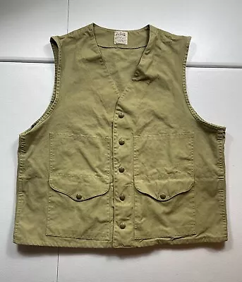 Vintage Filson CC Vest Men’s 44 Large Tan Dry Tin Cloth Work Hunting Fishing • $119.95