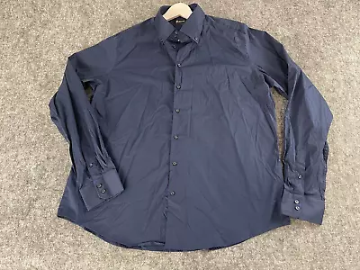 7 Camicie  Dress Shirt Mens 2XL  Blue Button Up Long Sleeve Cafe NEW N41 • $13.93