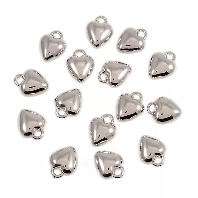 Heart Charms Silver Metal 15 Pack Craft For Occasions - Small - C2307 • £3.31