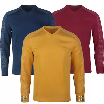 For Strange New Worlds Captain Pike Gold Uniforms Starfleet Blue Red Top Shirts • $35