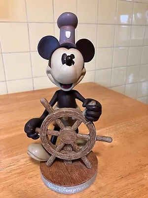 Disney World Mickey Mouse Bobblehead Steamboat Willie With Boat Wheel. Retired • $29.95