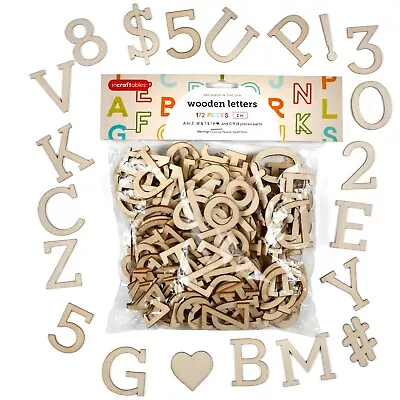 $14.95 • Buy Wooden A-Z Alphabet Letters, Numbers & Symbols For Crafts (2 Inch - 172pcs)