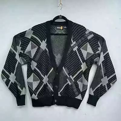 VTG Sasson Cardigan Sweater Men XL Grandpacore Academia Pattern Retro Nerdy Knit • $34.99