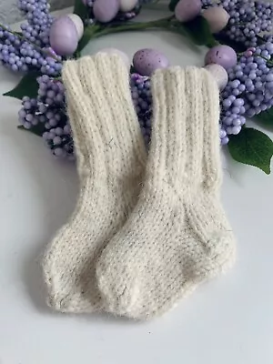 Hand Knitted Baby Socks  100% Wool Socks First Baby Socks 0-3month • £7