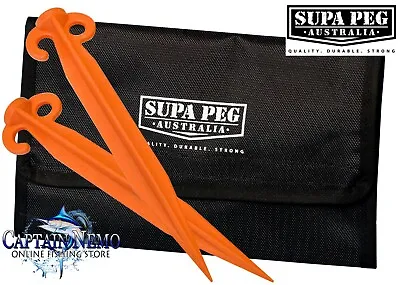 $64.95 • Buy Supa Peg Beach Kit 20 X 300mm Sand Tent Pegs & Storage Bag Beach Camping Pk06