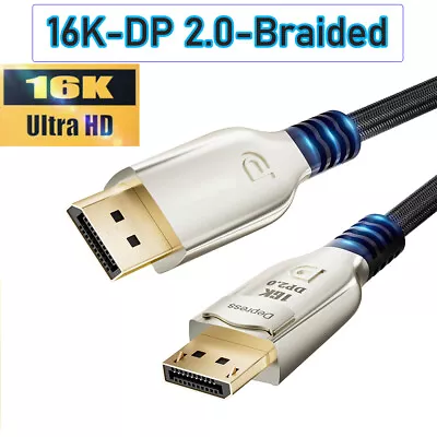 8K DisplayPort 2.0 Cable 6ft 16K DP To DP 2.0 Cable 165Hz 144Hz For Gaming TV PC • $15.39