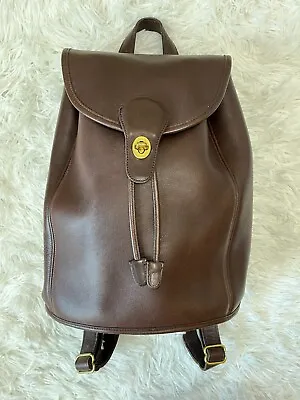 Vintage Coach  Leather Rucksack Drawstring Daypack Backpack #9943 Dark Brown • $154.99