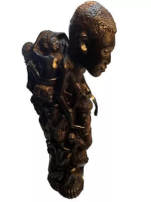 Antique African Trible Art Sculpture Ebony Family Tree Makonde  Figure 20” • $199