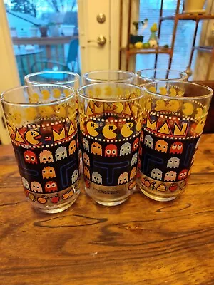 Set Of 6 VTG 1980 Pac Man Glasses Bally Midway MFG Co.  16 Oz • $60