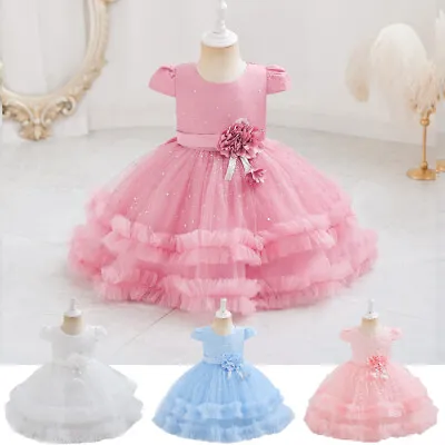 Toddler Baby Girls Long Dresses Flower Princess Party Wedding Bridesmaid Gown • £12.79