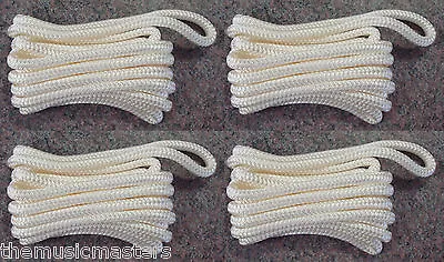 (4) WHITE Double Braided 3/8  X 20' HQ Boat Marine DOCK LINES Mooring Rope Cord • $39.99