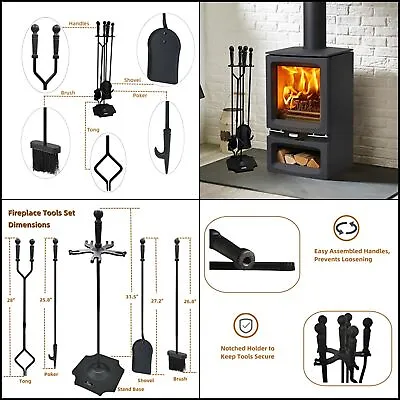 $63.74 • Buy Fireplace Tools Set  Pieces 31.5In Cast Iron Indoor Fireside Accessories Large