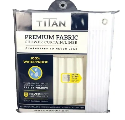 Titan Premium Fabric Shower Curtain Liner Never Leak 70x72  White Heavyweight • $24.99