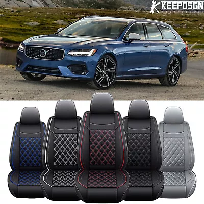 For Volvo V50 V60 V70 V90 Car Seat Cover Full Set Front +Rear Cushion PU Leather • $99.20