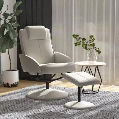 Recliner Swivel Executive Sofa Chair Highback Armchair Lounger Footrest Stool • £134.99